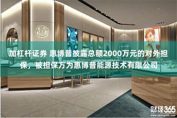 加杠杆证券 惠博普披露总额2000万元的对外担保，被担保方为惠博普能源技术有限公司