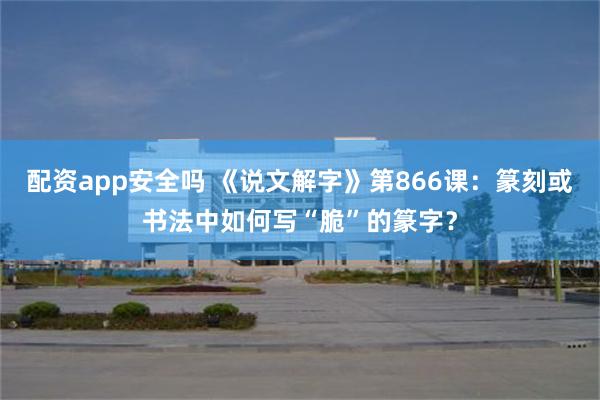 配资app安全吗 《说文解字》第866课：篆刻或书法中如何写“脆”的篆字？